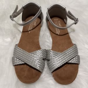 Toms silver Correa woven strappy sandals 7.5